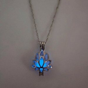 Glow In The Dark Lotus Flower Pendant Necklace